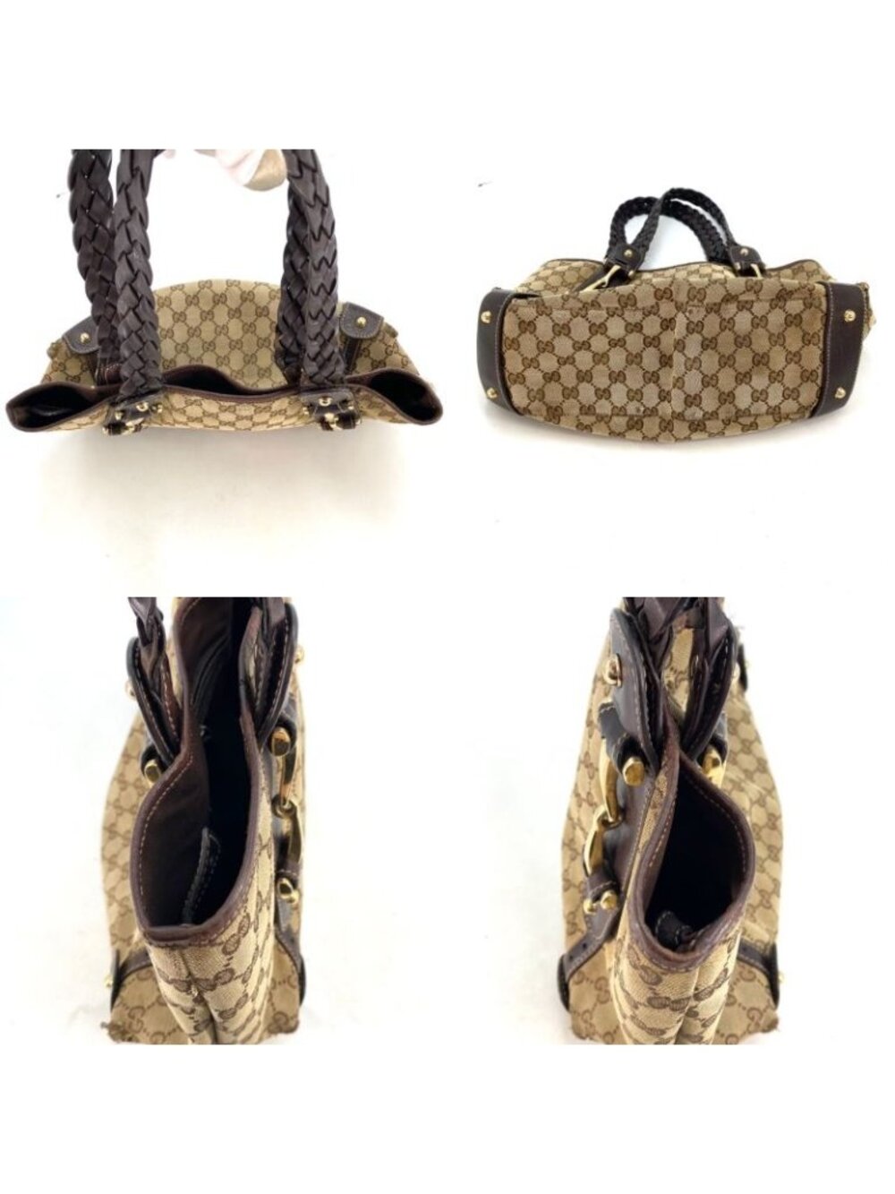 ★SOLD★ Gucci Tote Shoulder Bag GG Canvas Horsebid - Picture 6 of 16